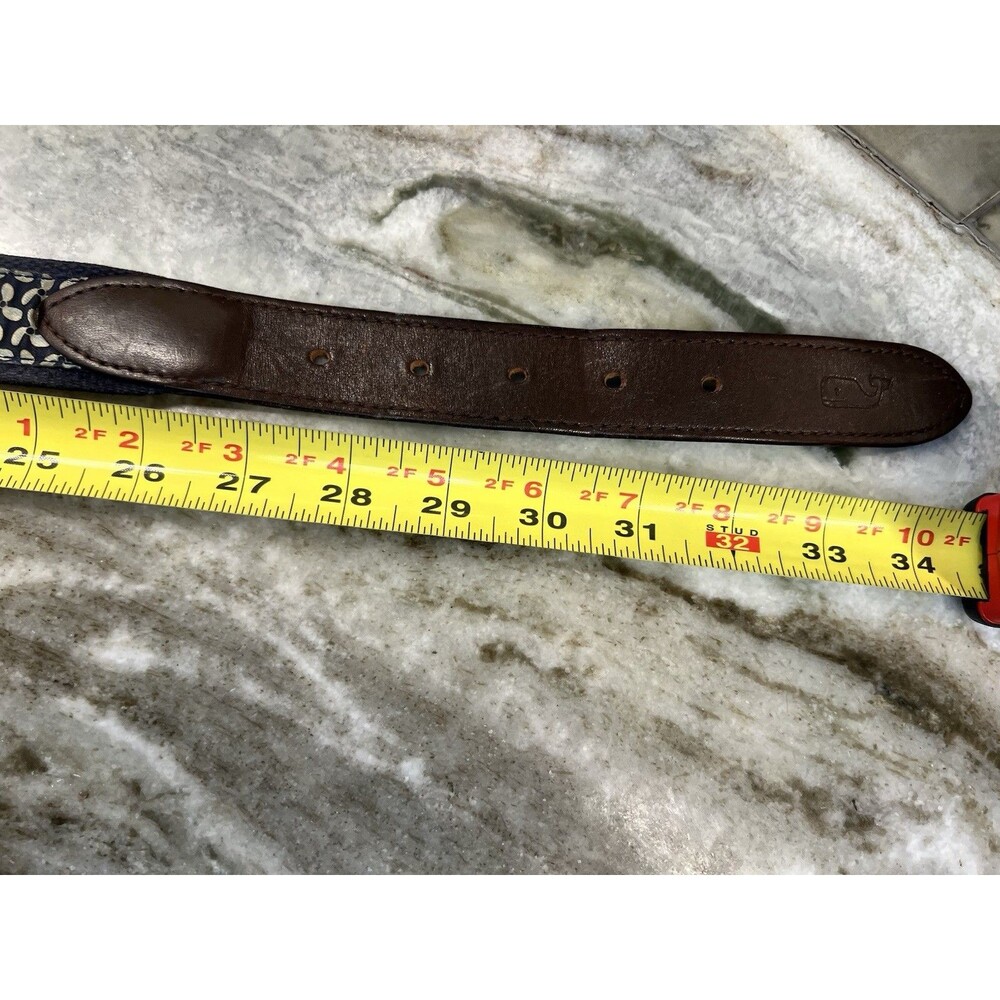 Vineyard Vines Belt SZ 30 Blue Boat Propeller Nautical Canvas Leather Men - Picture 9 of 12